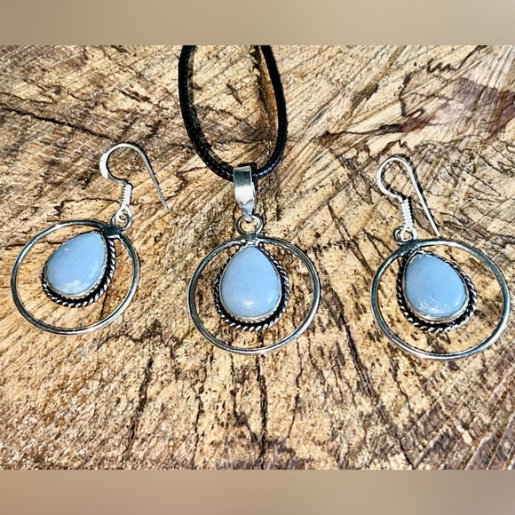 Set of Angelite Pendant & Earrings - Picture 6 of 11